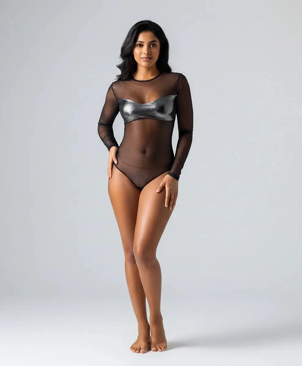 Mesh metallic bodysuit — Rainy Garment