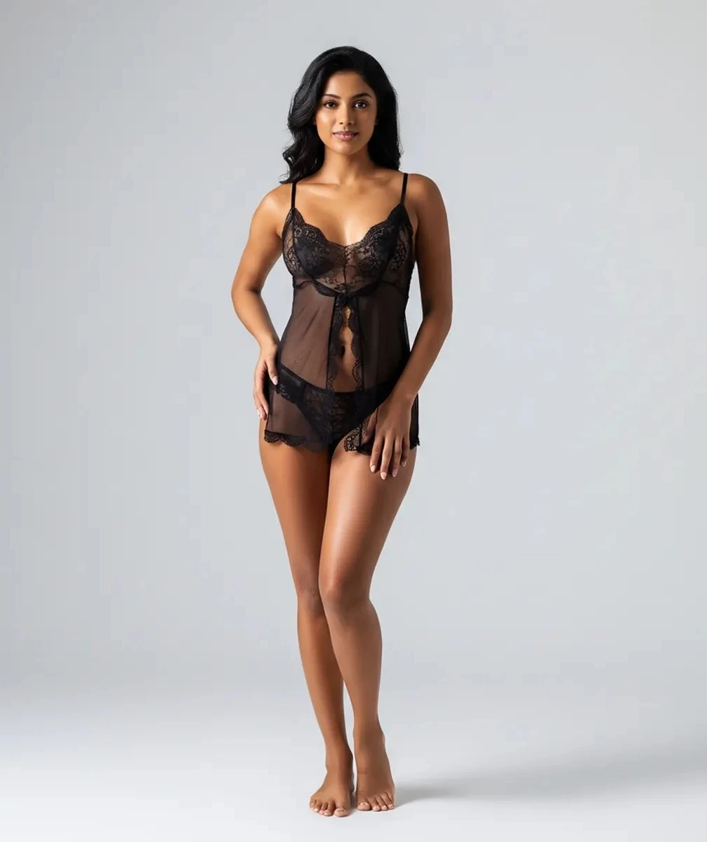 Black babydoll sleepwear — Rainy Garment