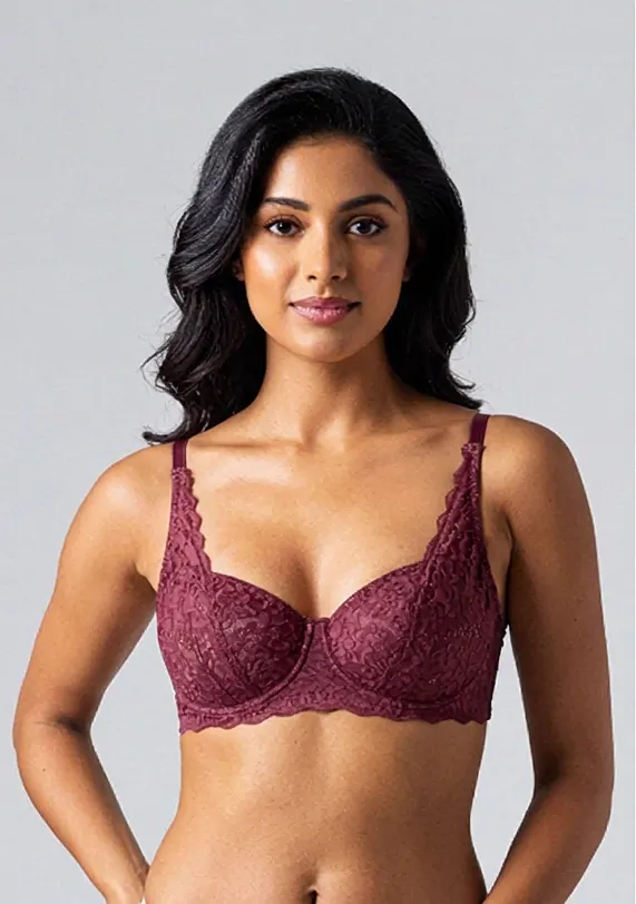 Burgundy lace push-up bra — Rainy Garment