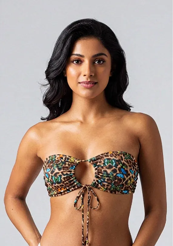 Butterfly print bandeau bikini top — Rainy Garment