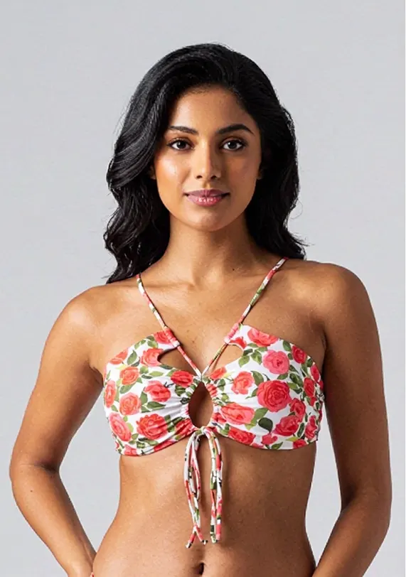 Rose print keyhole bandeau top — Rainy Garment