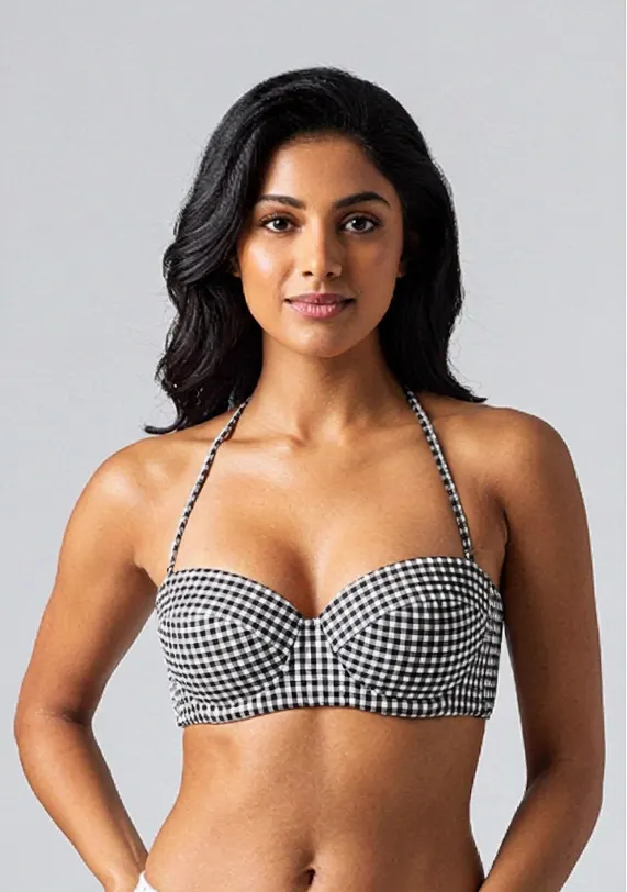 Gingham bandeau bikini top — Rainy Garment